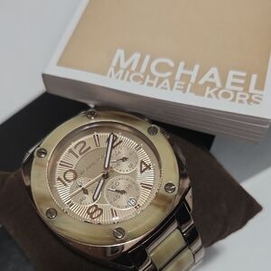 Michael Kors Gold-Tone Chronograph Watch with Champagne Dial